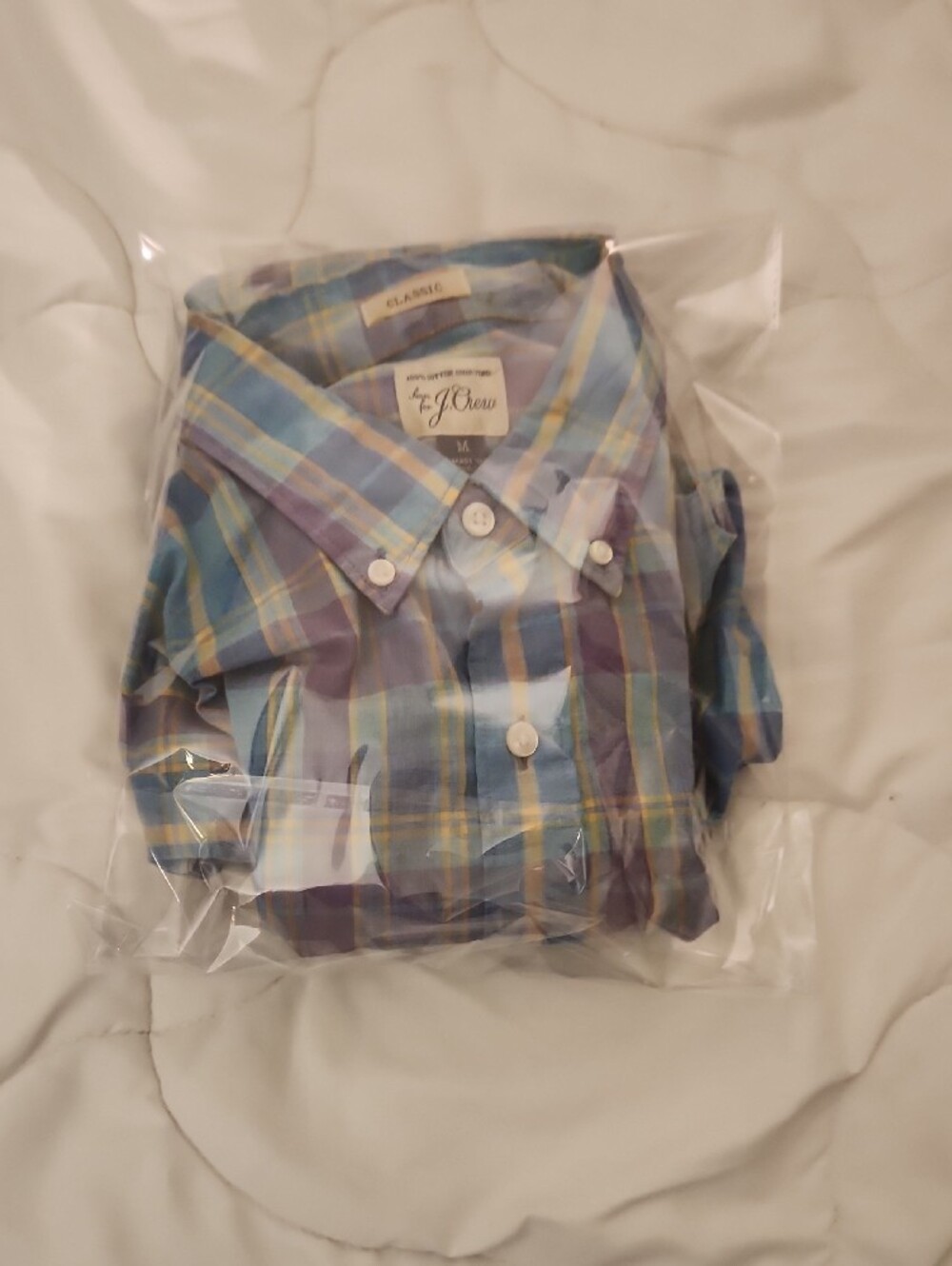 J.Crew Men’s Medium Pastel Plaid Button Down Shirt Blue Purple Long Sleeve - Picture 8 of 8